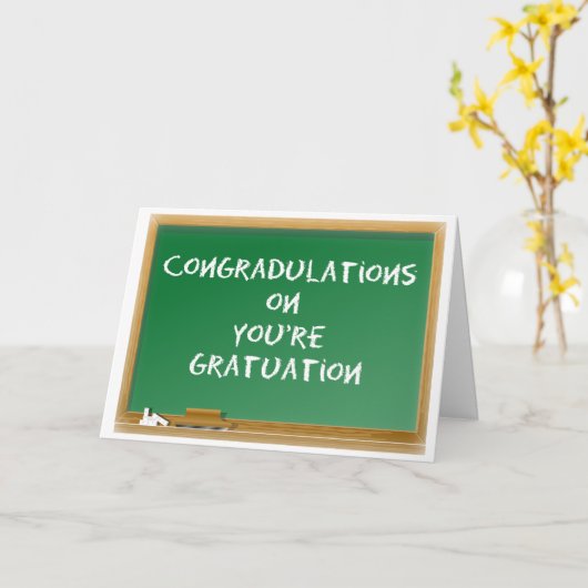 Abschluss. falsch geschrieben. Funny Karte (Gelbe Blume)