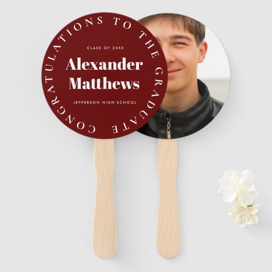 Abschluss Fan School Männerklasse Foto Burgund Fächer (Vorne und Hinten)