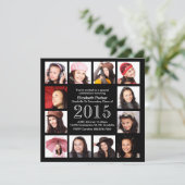 Abschluss-Feier mit 12 Fotos Einladung (Stehend Vorderseite)