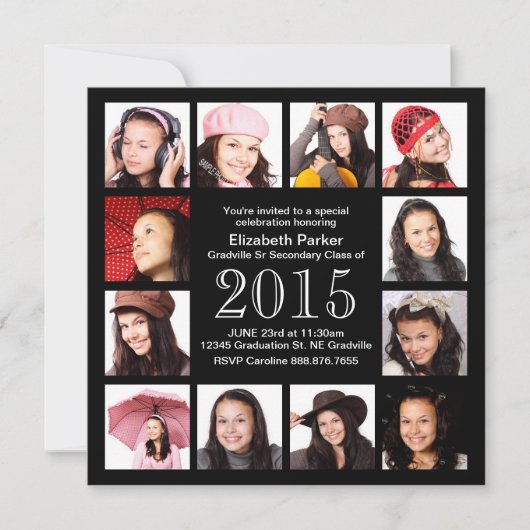 Abschluss-Feier mit 12 Fotos Einladung (Vorderseite)