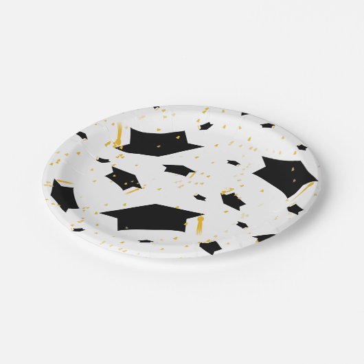 Abschluss-Feier - Papierplatte Pappteller (Schrägansicht)
