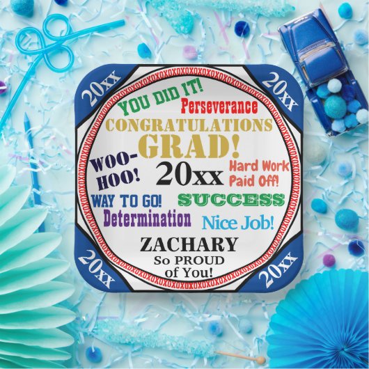 Abschluss-Feier Persönliche Schulfarben Pappteller (Party)