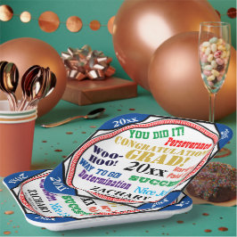 Abschluss-Feier Persönliche Schulfarben Pappteller