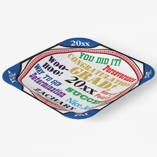 Abschluss-Feier Persönliche Schulfarben Pappteller (Gewinkelt)