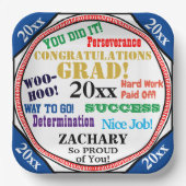 Abschluss-Feier Persönliche Schulfarben Pappteller (Vorderseite)