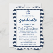 Abschluss FEIERUNG: Nautische Navy Waves Einladung (Vorderseite)