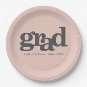 Abschluss fett graue Typografie Pappteller (Vorderseite)