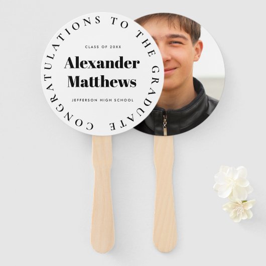 Abschluss Fieber Ihre Schule männliches Foto Fächer (Vorne und Hinten)