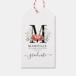 Abschluss Floral Monogram Logo Geschenkanhänger
