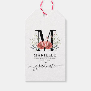 Abschluss Floral Monogram Logo Geschenkanhänger