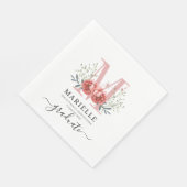 Abschluss Floral Monogram Logo Party Paper Napkin Serviette (Ecke)