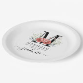 Abschluss Floral Monogram Logo Party Paper Pappteller (Schrägansicht)