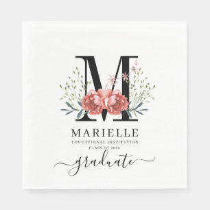 Abschluss Floral Monogram Logo Party Paper Serviette