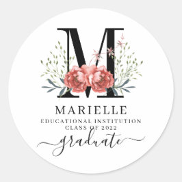 Abschluss Floral Monogram Logo-Party Runder Aufkleber