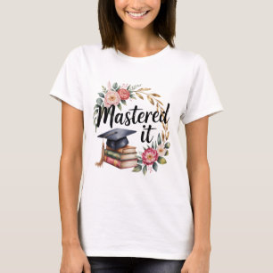Abschluss Florale Bücher Kappe Elegant T-Shirt