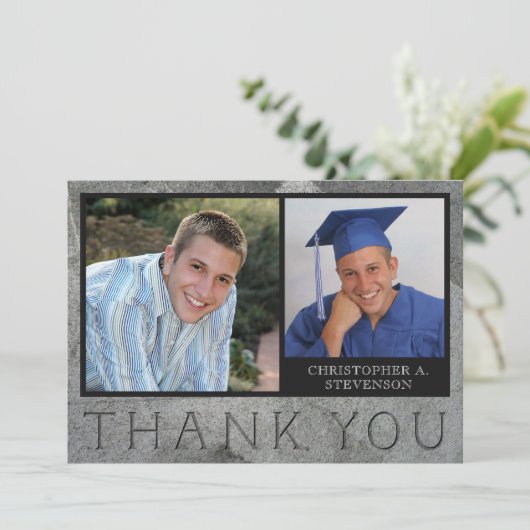 Abschluss Formal Stone Foto Vielen Dank Dankeskarte (Stehend Vorderseite)