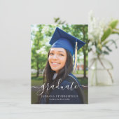 Abschluss Foto 2025 Navy Blue Grad Party Einladung (Stehend Vorderseite)