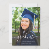 Abschluss Foto 2025 Navy Blue Grad Party Einladung (Vorderseite)