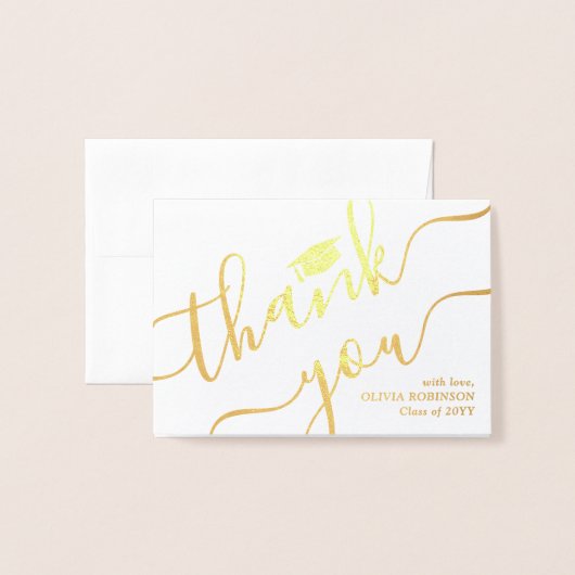 Abschluss Foto & Adresse Moderne Vielen Dank Folienkarte (Vorderseite mit Umschlag)