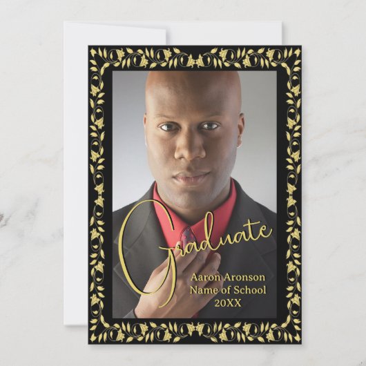 Abschluss Foto Ankündigung Black and Gold Ivy (Vorderseite)