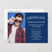 Abschluss Foto Ankündigung Einladung blau (Vorne/Hinten)