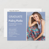 Abschluss Foto Ankündigung Einladung blau (Vorne/Hinten)