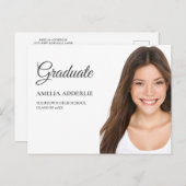 Abschluss Foto Ankündigung Einladung White (Vorne/Hinten)