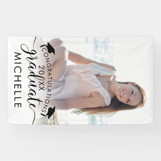 Abschluss Foto Banner Elegante Script-Glückwunsch (Horizontal)