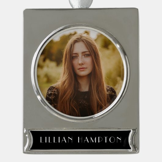 Abschluss Foto Banner-Ornament Silber (Vorderseite)