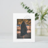 Abschluss Foto Black & White Line Art Vielen Dank Postkarte (Stehend Vorderseite)