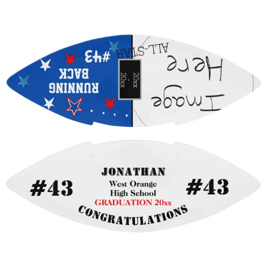 Abschluss Foto Blue White School Team Football (Paneele)