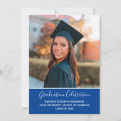 Abschluss Foto Blue White Uni-Abschluss Einladung (Vorderseite)