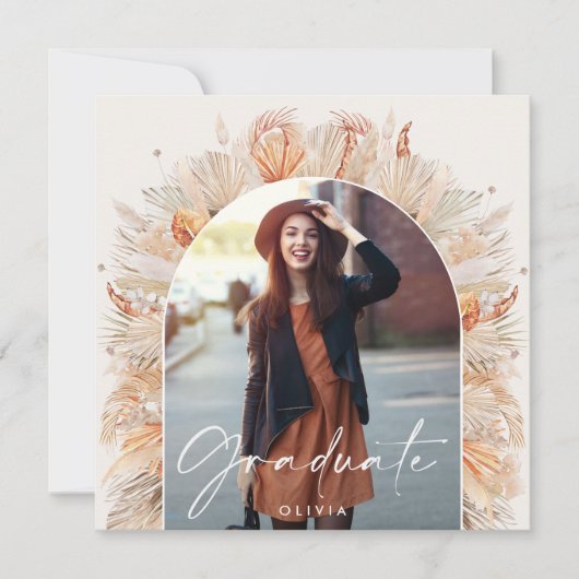 Abschluss Foto Bogen rustikale Pampas botanische Einladung (Vorderseite)