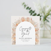 Abschluss Foto Bogen Terracotta Pampas botanisch Einladung (Stehend Vorderseite)