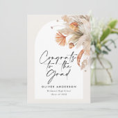 Abschluss Foto Bogen Terracotta Pampas botanisch Einladung (Stehend Vorderseite)