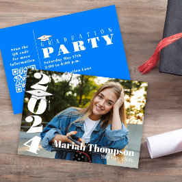 Abschluss Foto Bright Blue Class of 2023 QR Einladung
