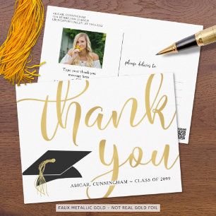Abschluss Foto Calligraphy Script Gold Vielen Dank Postkarte