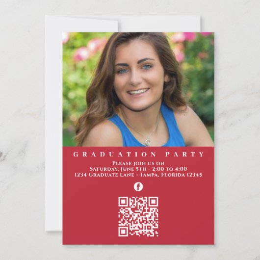 Abschluss Foto Calligraphy Script Kardinal Red Einladung (Rückseite)