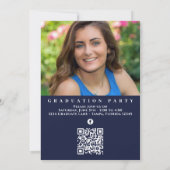 Abschluss Foto Calligraphy Script Navy Blue Einladung (Rückseite)