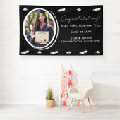 Abschluss Foto & Cap, Diplom in Schwarz und Weiß Banner (Insitu)