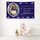 Abschluss Foto & Cap, Diploma Glückwunschs Dunkelb Banner (Insitu)