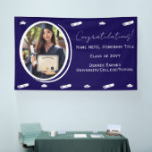 Abschluss Foto & Cap, Diploma Glückwunschs Dunkelb Banner (Messe)