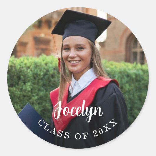 Abschluss Foto Class 2025 Runder Aufkleber (Vorderseite)