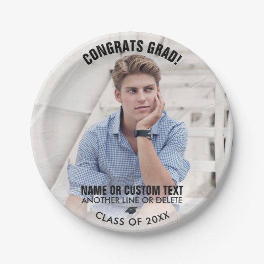 Abschluss Foto Class 20XX Glückwunsch Grad kundens Pappteller (Vorderseite)