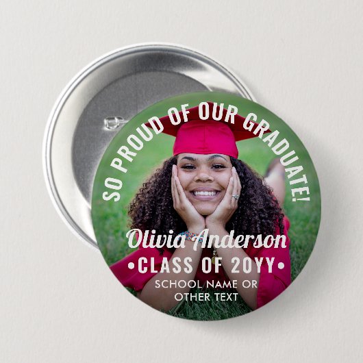 Abschluss Foto Class Jahr Modern Text Overlay Button (Vorne & Hinten)