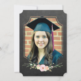 Abschluss Foto Class of 2016 Chalkboard Floral Einladung