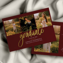 Abschluss Foto Collage 2025 Script Burgundy