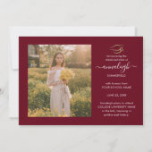 Abschluss Foto Collage 2025 Script Burgundy Grad Ankündigung (Rückseite)