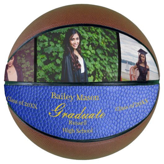 Abschluss Foto Collage Blue Leather Basketball (Vorderseite)