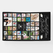 Abschluss Foto Collage Chic Script Black Banner (Horizontal)